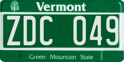 VT license plate ZDC049