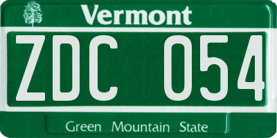 VT license plate ZDC054