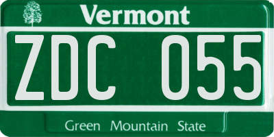 VT license plate ZDC055