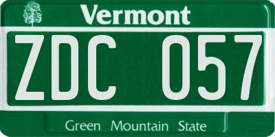 VT license plate ZDC057