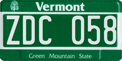 VT license plate ZDC058