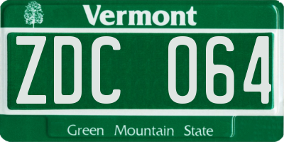 VT license plate ZDC064