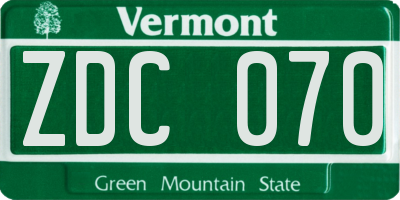 VT license plate ZDC070