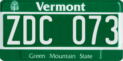 VT license plate ZDC073