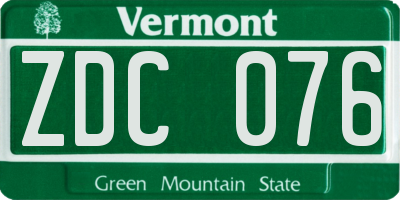 VT license plate ZDC076