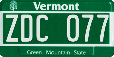 VT license plate ZDC077