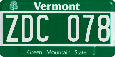 VT license plate ZDC078