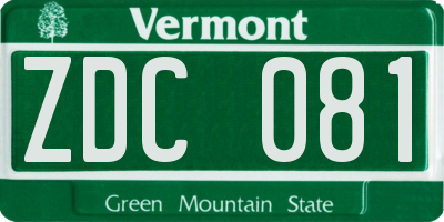 VT license plate ZDC081