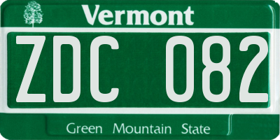 VT license plate ZDC082