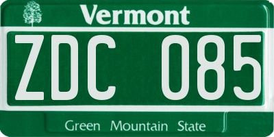 VT license plate ZDC085