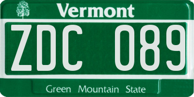 VT license plate ZDC089