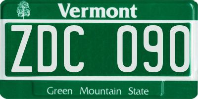 VT license plate ZDC090