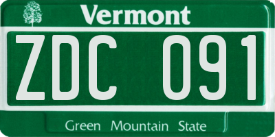 VT license plate ZDC091