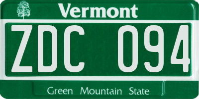 VT license plate ZDC094