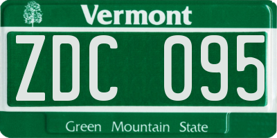 VT license plate ZDC095