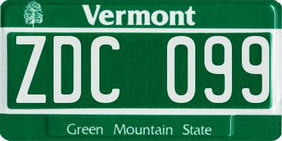VT license plate ZDC099