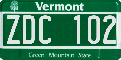 VT license plate ZDC102