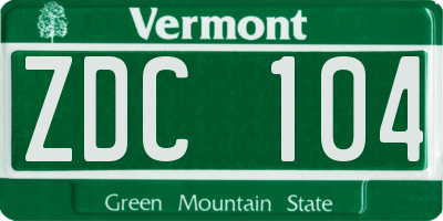 VT license plate ZDC104