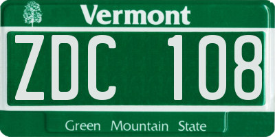 VT license plate ZDC108