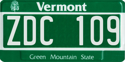 VT license plate ZDC109