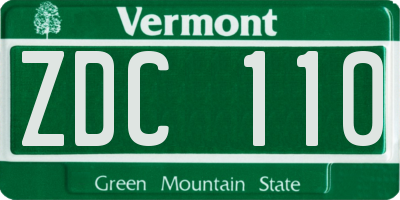 VT license plate ZDC110