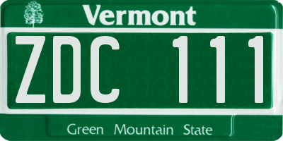 VT license plate ZDC111