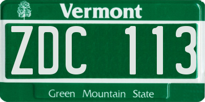 VT license plate ZDC113