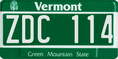 VT license plate ZDC114