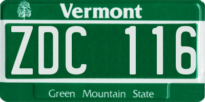 VT license plate ZDC116