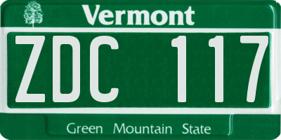 VT license plate ZDC117