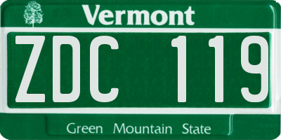 VT license plate ZDC119