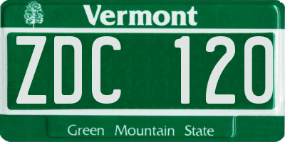 VT license plate ZDC120