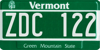 VT license plate ZDC122