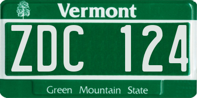 VT license plate ZDC124
