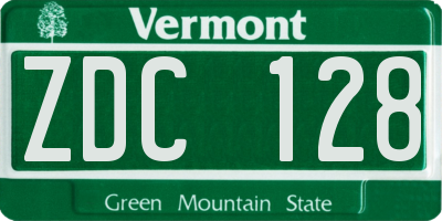 VT license plate ZDC128