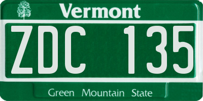 VT license plate ZDC135