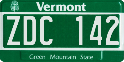 VT license plate ZDC142