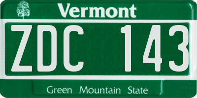VT license plate ZDC143