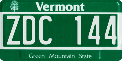 VT license plate ZDC144
