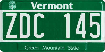VT license plate ZDC145