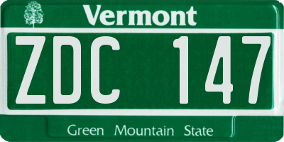 VT license plate ZDC147