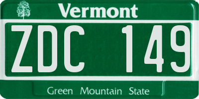 VT license plate ZDC149