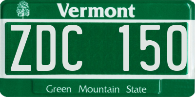 VT license plate ZDC150