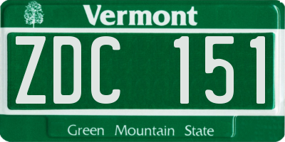 VT license plate ZDC151