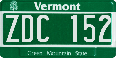 VT license plate ZDC152