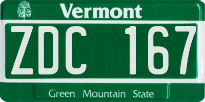 VT license plate ZDC167