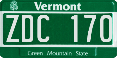VT license plate ZDC170
