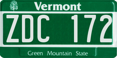 VT license plate ZDC172