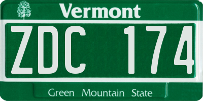 VT license plate ZDC174