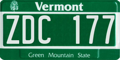 VT license plate ZDC177
